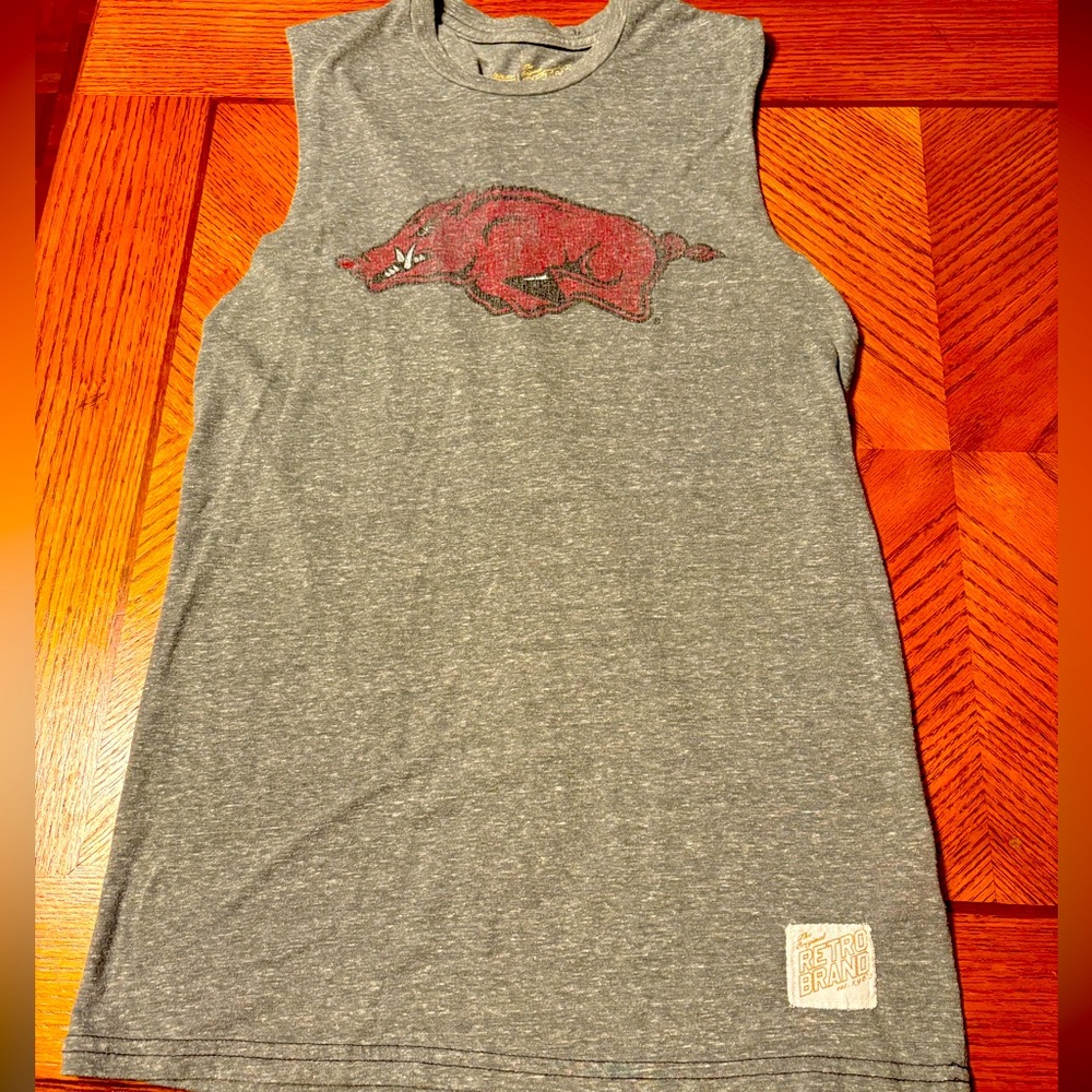 Retro brand Arkansas razorbacks Gray Sleeveless Tank Top size xs/s